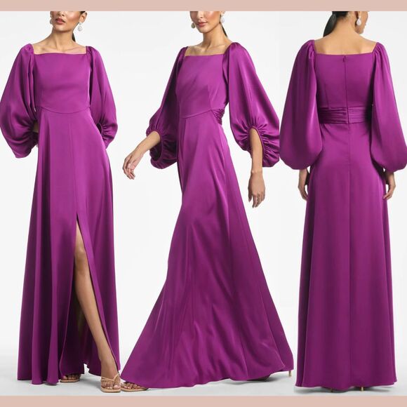 NWT $795 Sachin & Babi [ 2 ] Square‎ Neck Bryant Gown in Sparkling Grape Purple - Picture 2 of 15